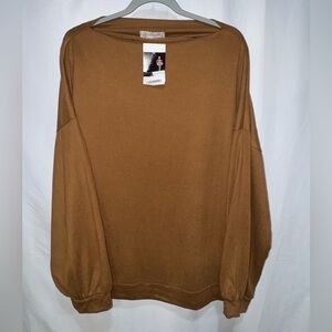 CY Fashion Brown Long Sleeve Shirt Boutique Super Soft NWT 1XL